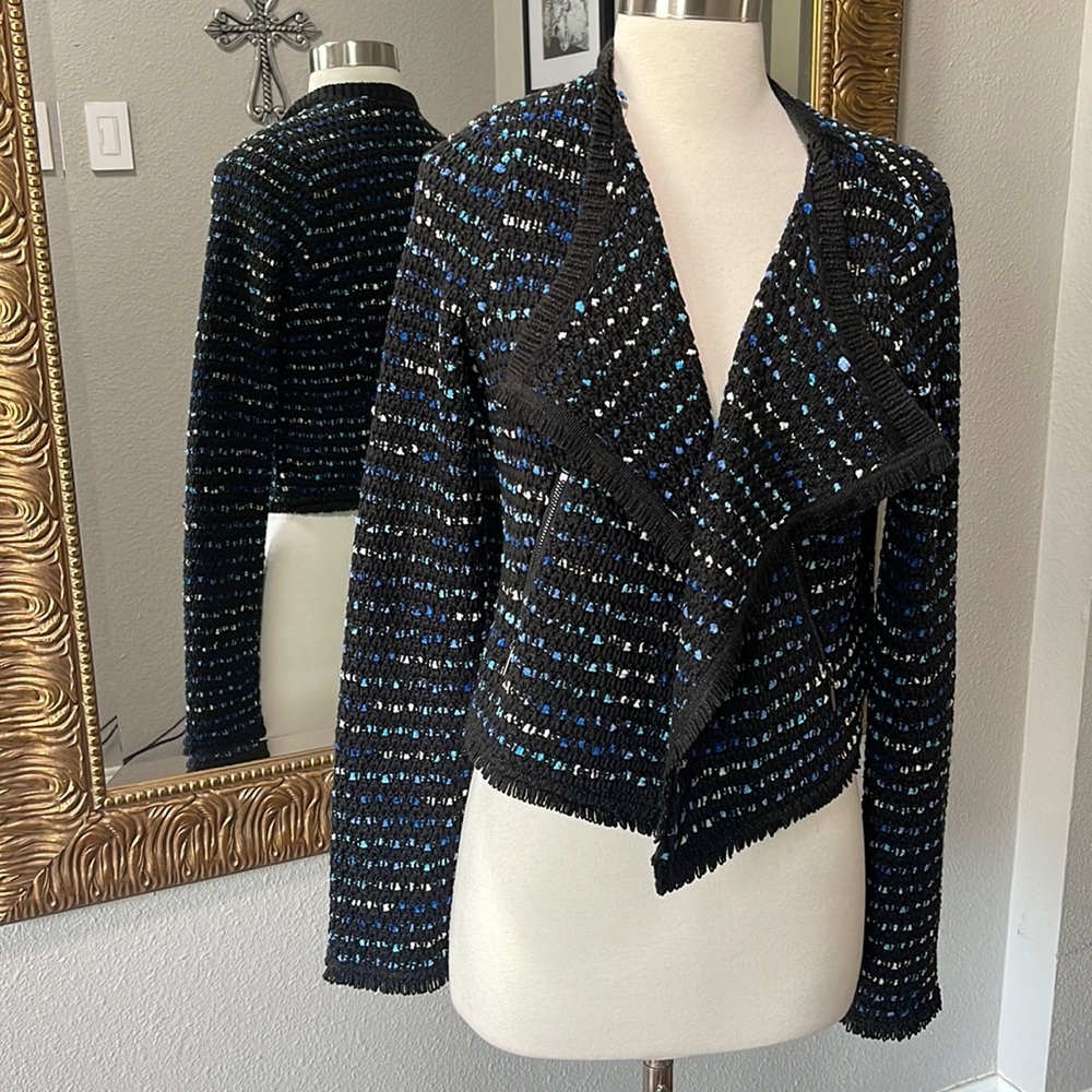 WHBM Tweed Moto Sweater Jacket